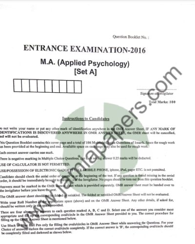 MA Applied Psychology 2016 Set A jamiapapers P1