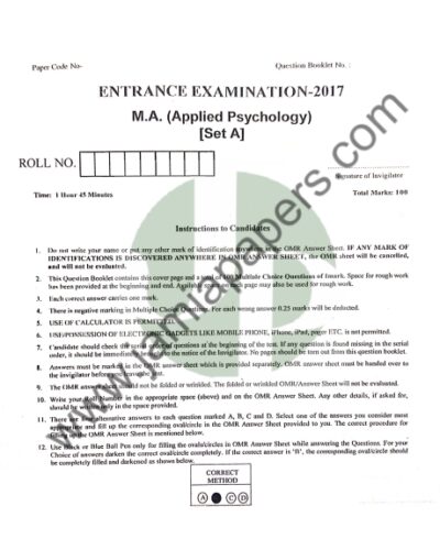 MA Applied Psychology 2017 Set A jamiapapers P1